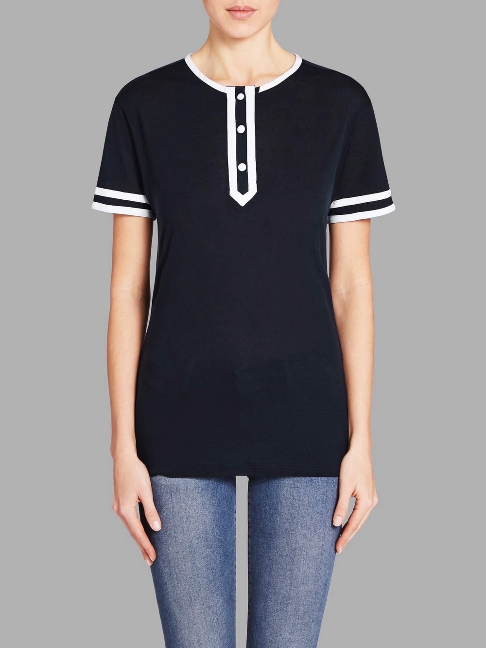 FRAME DENIM Contrast Trim Henley XS